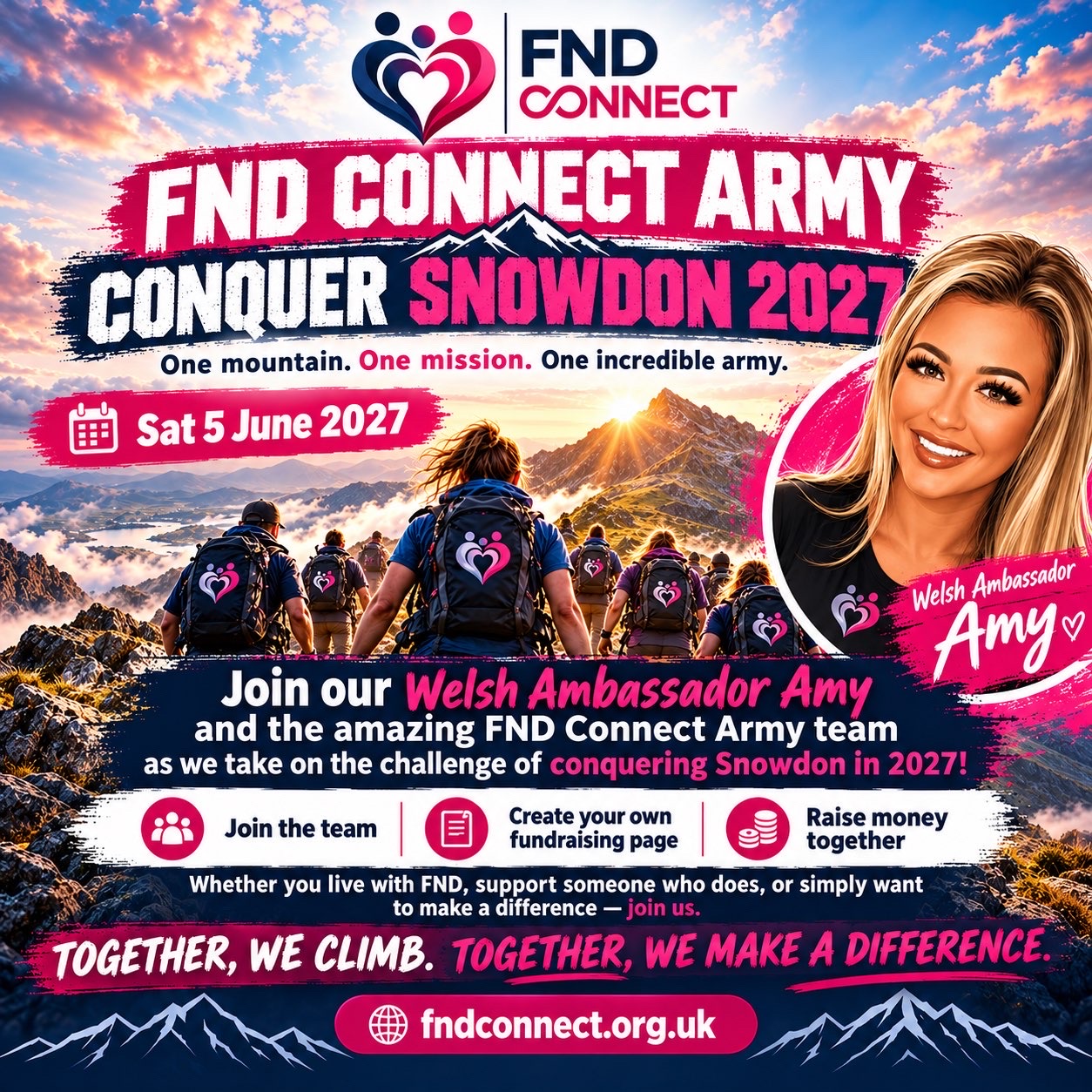 Amy’s FND Connect Army – Conquer Snowdon 2027! page