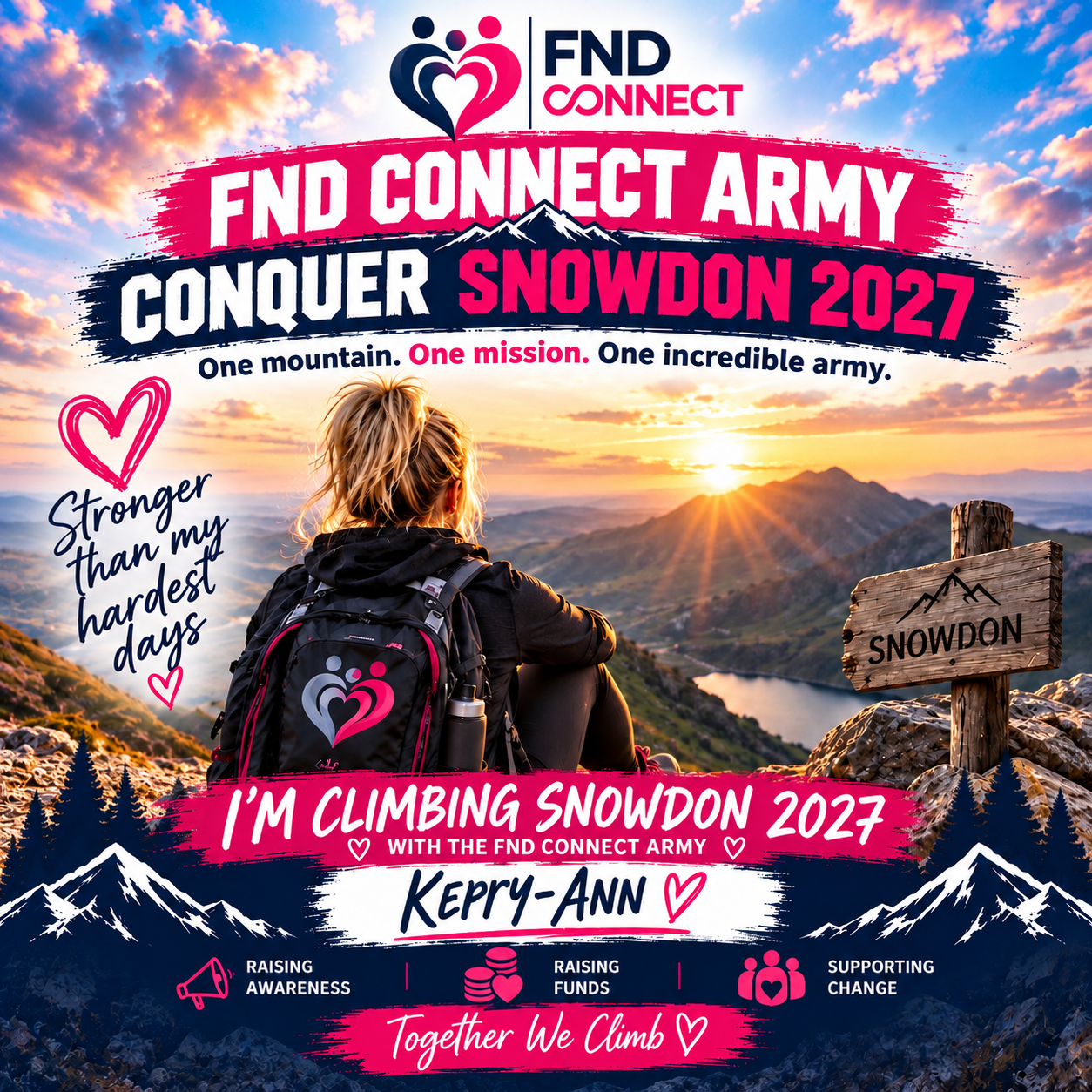 Kerry-ann’s FND Connect Army – Conquer Snowdon 2027! page