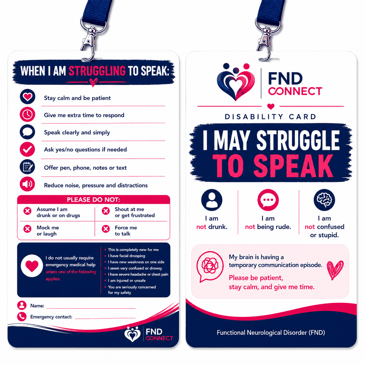 FND Connect - I May Struggle to Speak Lanyard & Card